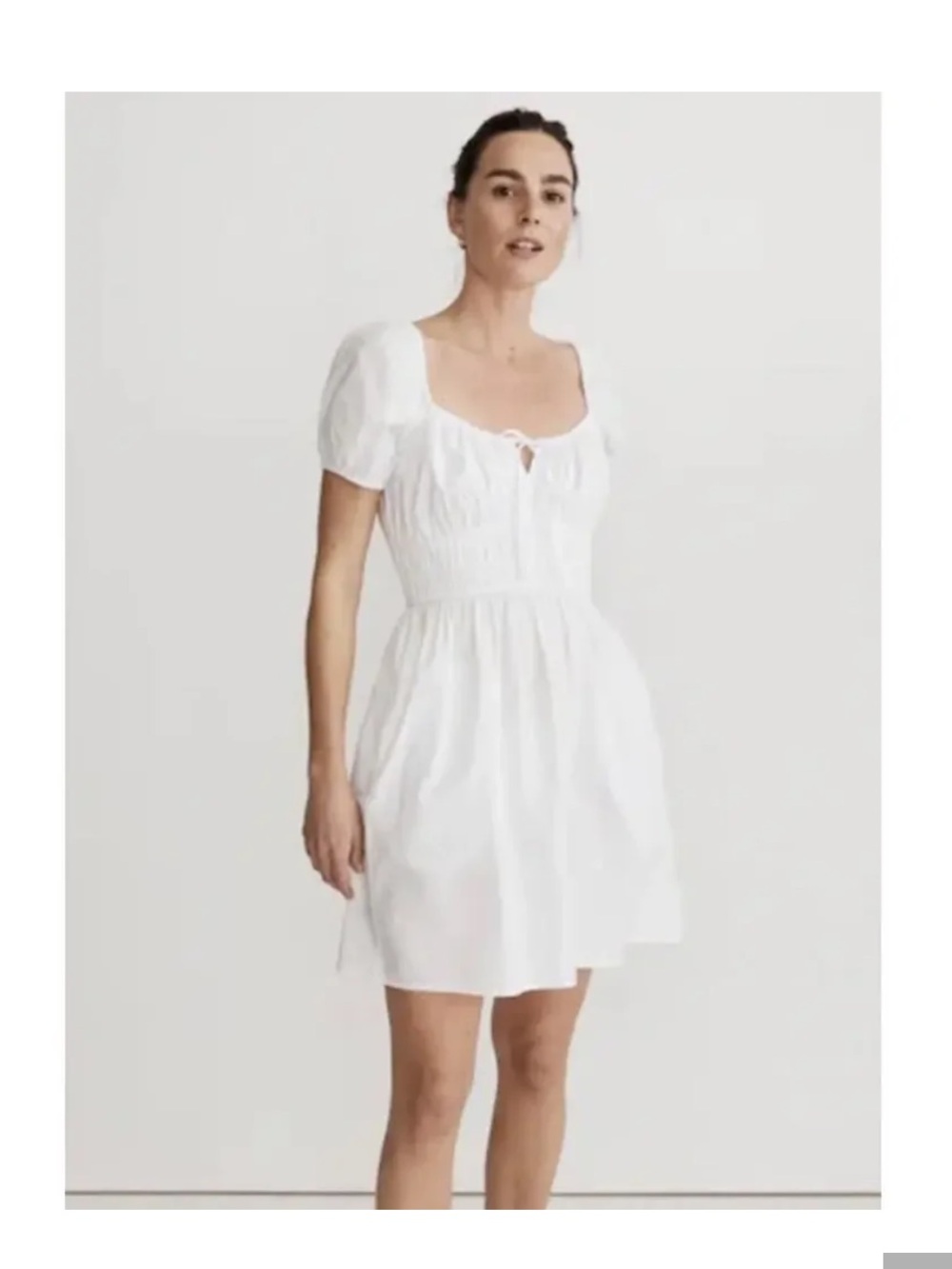 Madewell Poplin Tie Front Ruche Waist Dress